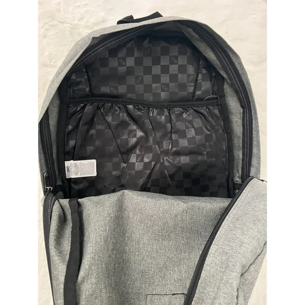 Vans Off The Wall Backpack Gray Checkered Lining Padded Straps School Bag